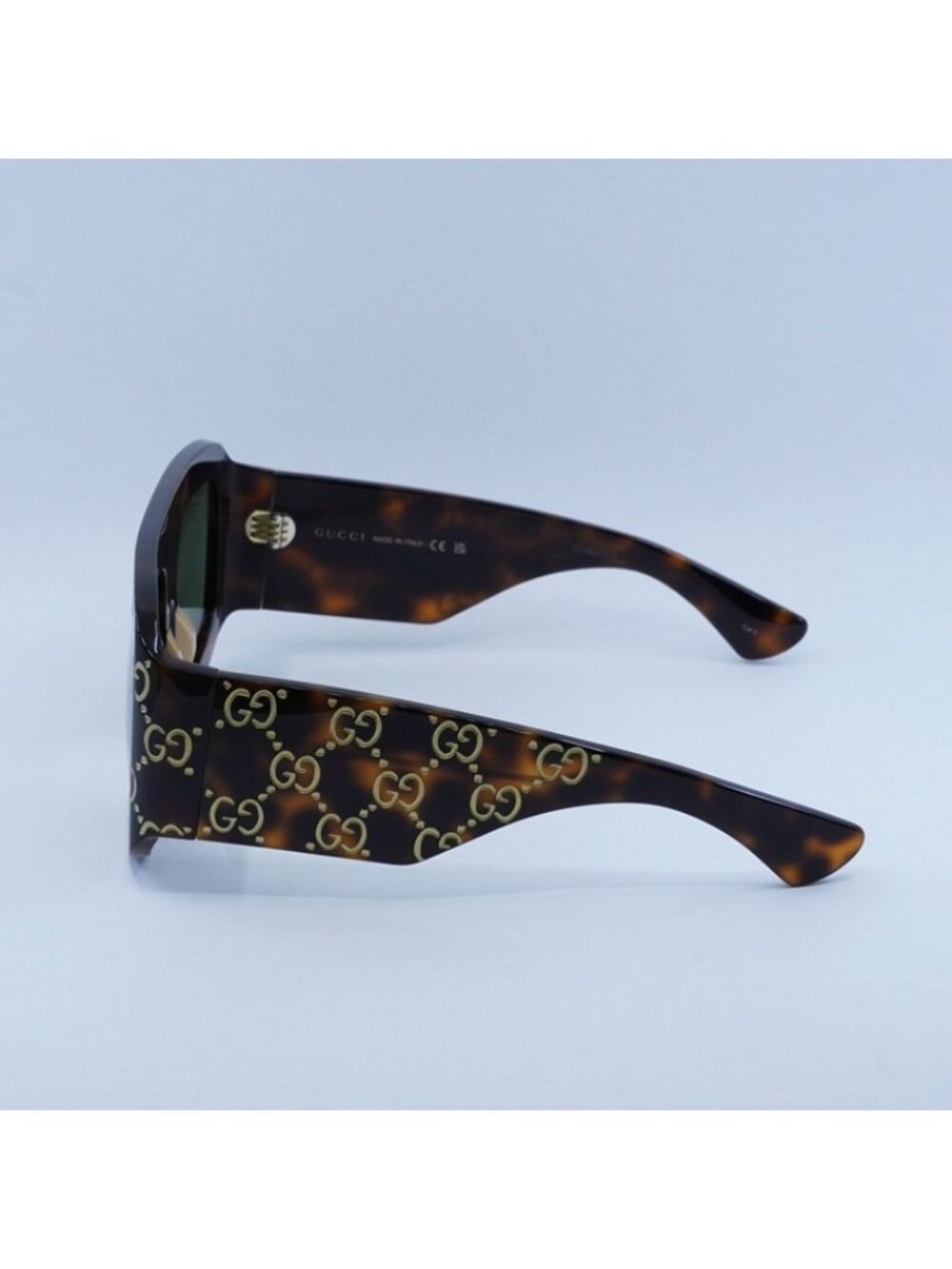 Gucci GG0983S 002 Sunglasses Havana With Gold GG Pattern Square Frame - Picture 4 of 11